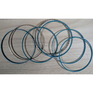 Lot of 8 Blue & Silver Tone Bangle Bracelets Mixed Styles Stackable